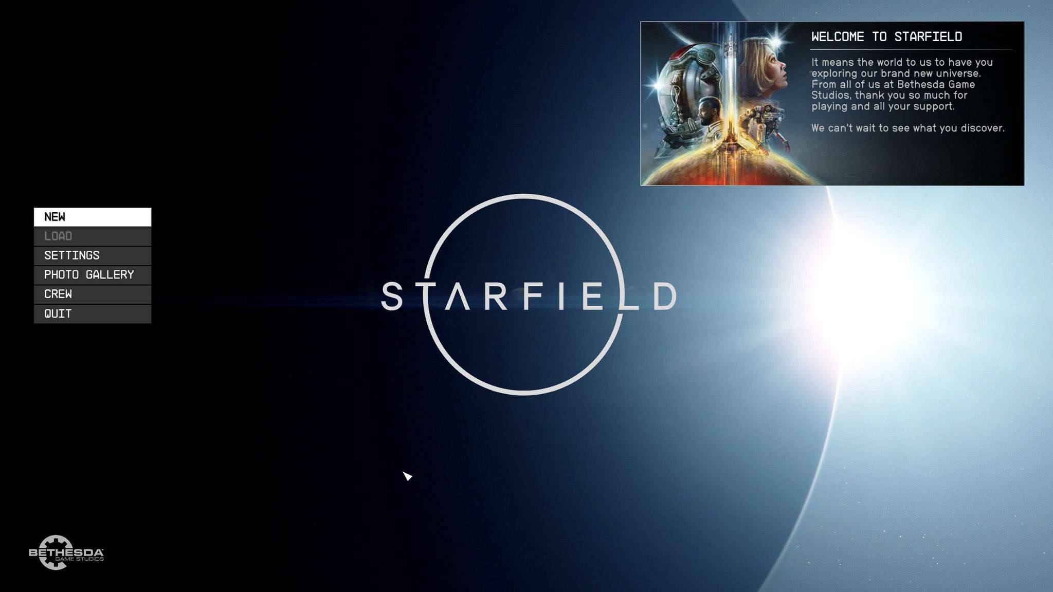 starfield start screen