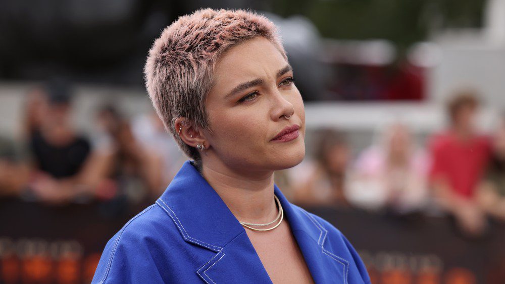 LONDON, ENGLAND - JULY 12: Florence Pugh attends the London Photocall for Universal Pictures' "Oppenheimer" at Trafalgar Square on July 12, 2023 in London, England. (Photo by Neil P. Mockford/Getty Images for Universal Pictures)