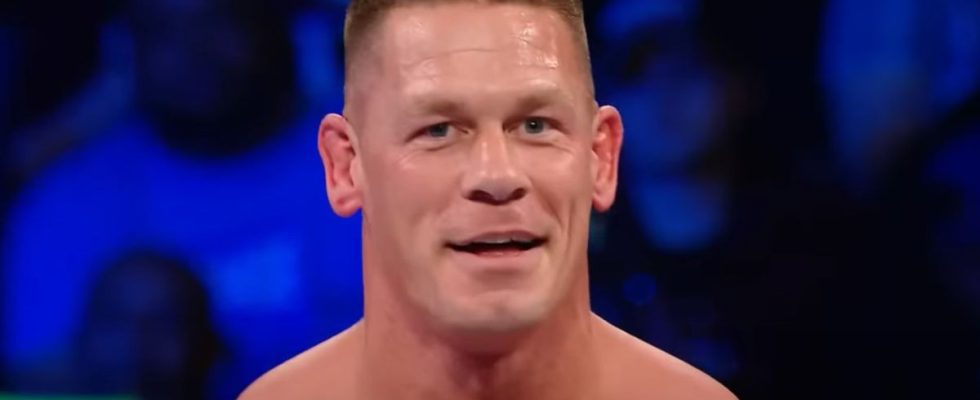 Screenshot of John Cena in ring at WWE Fastlane