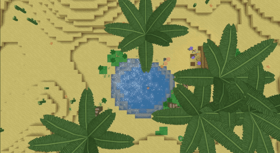 The sandbox game Biomes seen top-down.