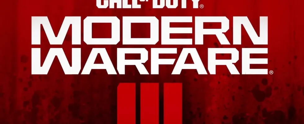 Call of Duty: Modern Warfare III logo on a red background.