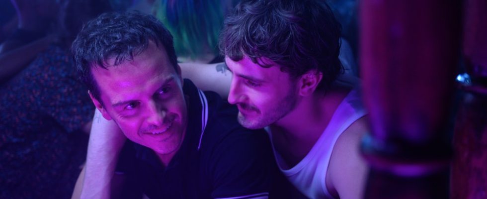 Andrew Scott and Paul Mescal in ALL OF US STRANGERS. Photo by Parisa Taghizadeh, Courtesy of Searchlight Pictures. © 2023 20th Century Studios All Rights Reserved.