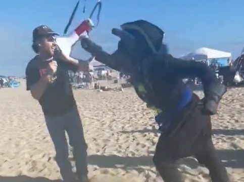 Un homme filme un groupe de fétichistes attaqué par des furries sur la plage