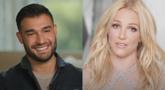 Screenshot of Sam Asghari on ABC News, Screenshot of Britney Spears in Private Show fragrance ad