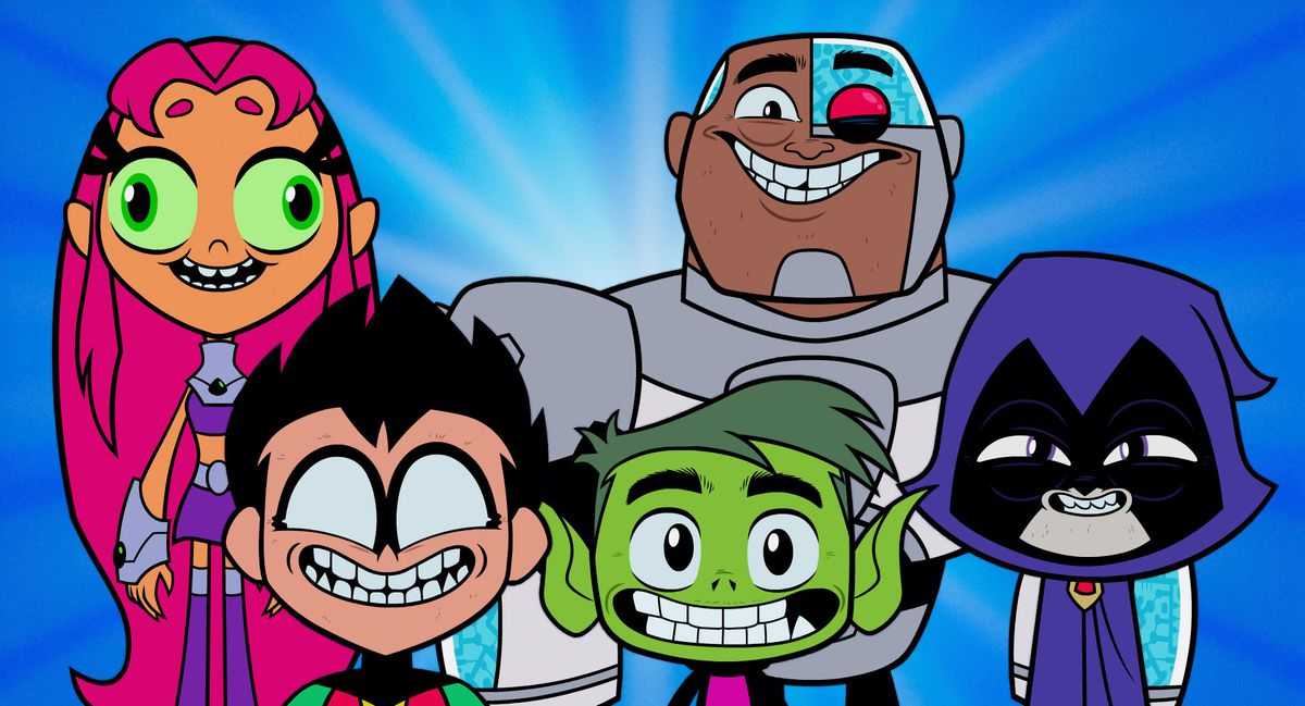 Les Teen Titans vont au cinéma en souriant, des héros amusants