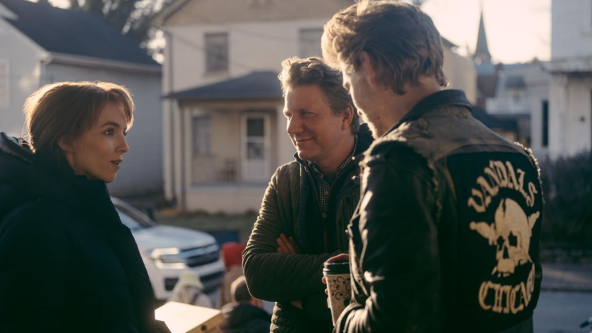 Jodie Comer, Austin Butler et Jeff Nichols sur le tournage de The Bikeriders