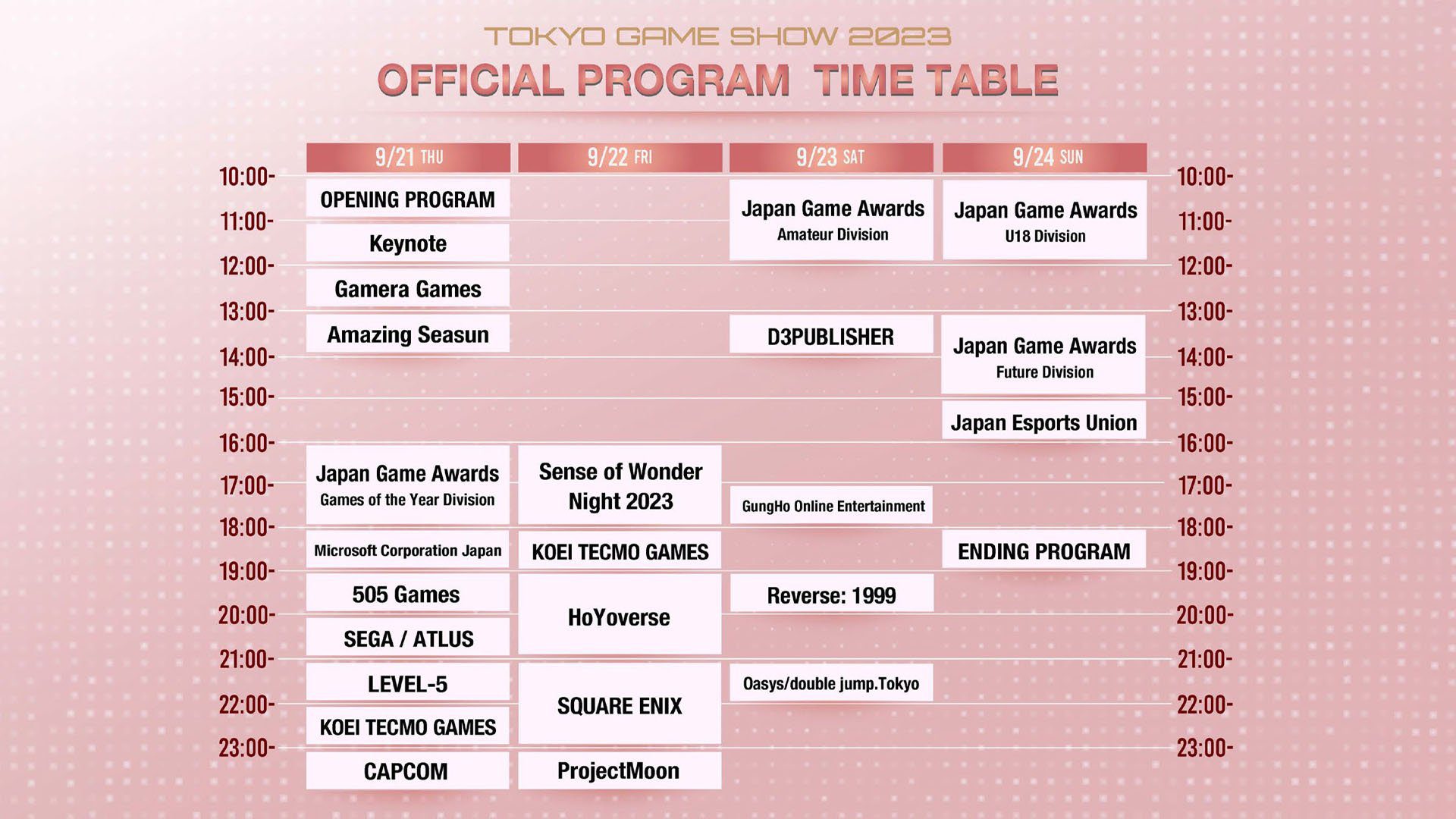 Le calendrier officiel du programme de diffusion en direct du TGS 2023 annoncé    
