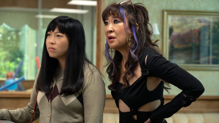 Nora Lum, a.k.a. Awkwafina, and Sandra Oh in Quiz Lady