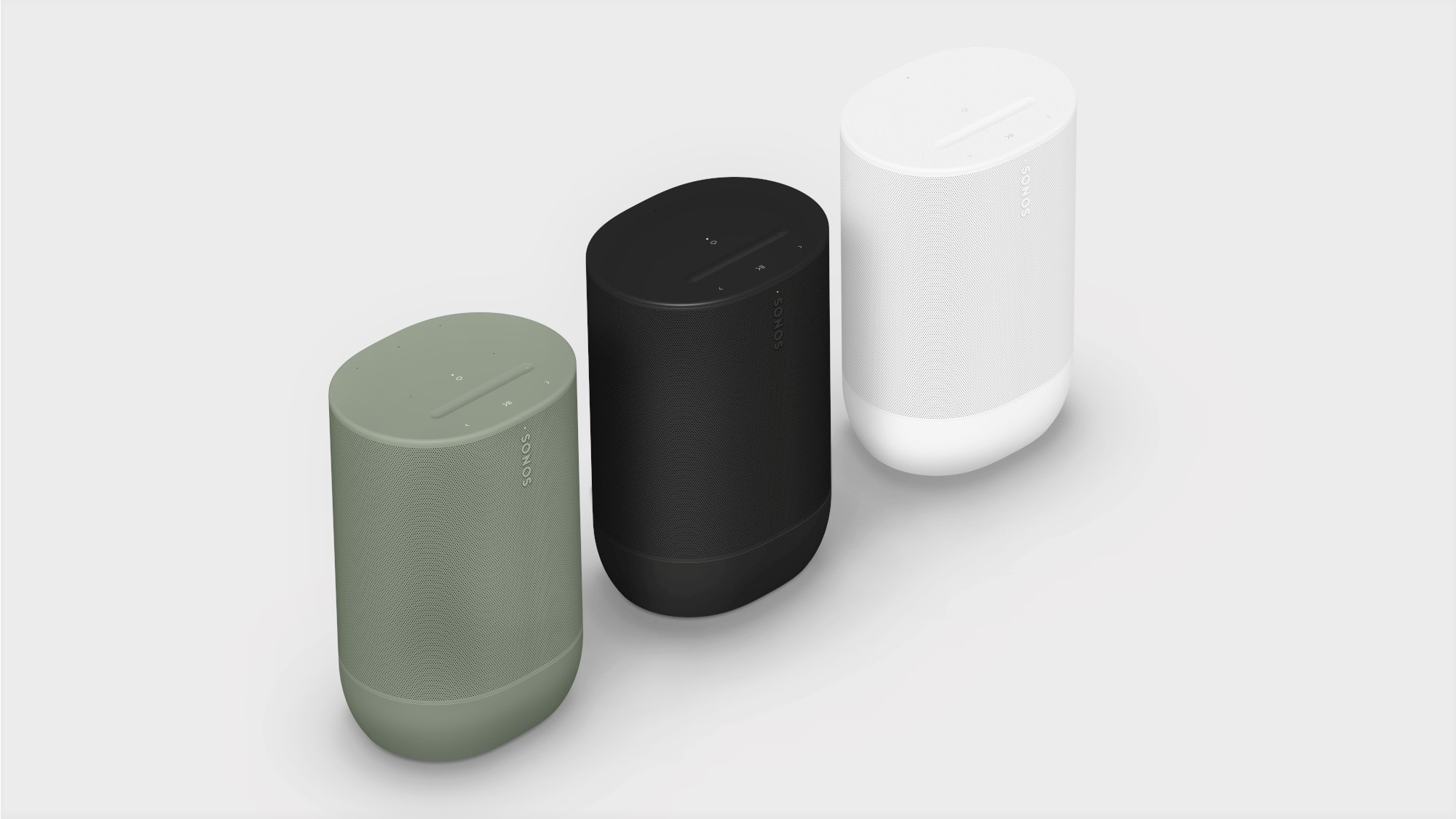 Sonos Move 2 dans les finitions olive, noir et blanc