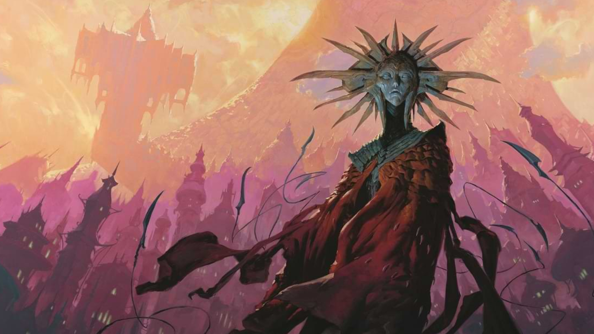 La Dame de la Douleur regarde la ville de Sigil dans Planescape : Adventures in the Multiverse