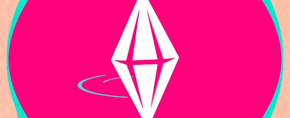 The Sims logo with pink background.