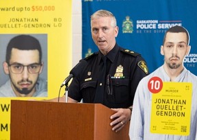 Surintendant de la police de Saskatoon  Blair Pellerin parle de la recherche de Jonathan Ouellet-Gendron le mercredi 13 septembre 2023 au Quartier général du Service de police de Saskatoon.  Michelle Berg/POSTMEDIA