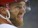 Jonathan Huberdeau lors du camp d'entraînement des Flames de Calgary au Saddledome de Calgary, le jeudi 21 septembre.