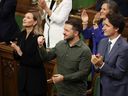 Le président ukrainien Volodymyr Zelenskyy et le premier ministre Justin Trudeau reconnaissent Yaroslav Hunka à la Chambre des communes le 22 septembre 2023. (LA PRESSE CANADIENNE/Patrick Doyle)