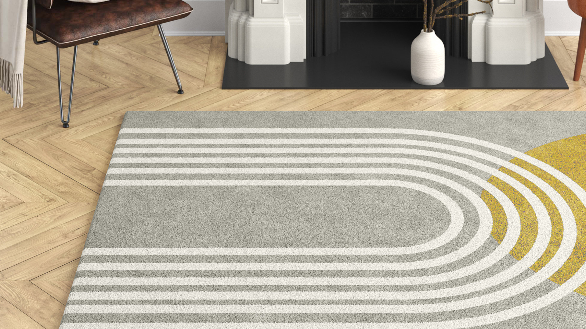 Tapis Mercury Row Performance gris et jaune