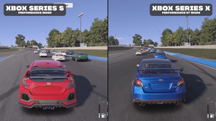 capture d'écran de comparaison forza motorsport 2023 xbox série x vs série s