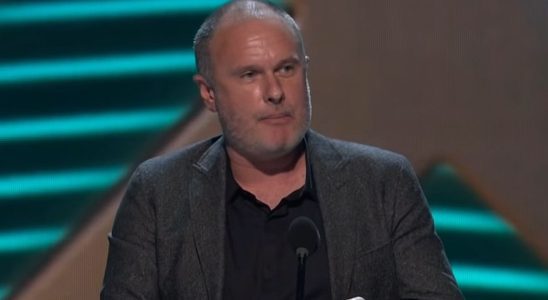 Michael Unsworth accepts the Best Narrative award on behalf of Rockstar Games at The Game Awards 2018