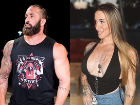 La star de la WWE Tyler Reks, à gauche, avant de passer à Gabbi Tuft, à droite.