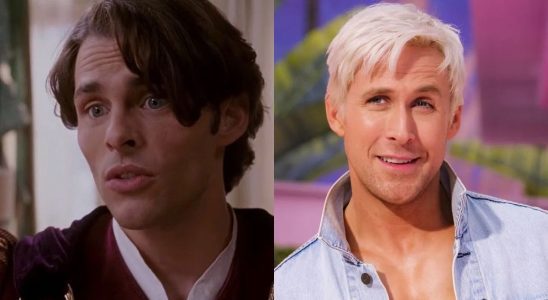 James Marsden in Enchanted/Ryan Gosling in Barbie