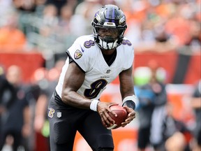 Lamar Jackson des Ravens de Baltimore contre les Bengals de Cincinnati au stade Paycor le 17 septembre 2023 à Cincinnati, Ohio.