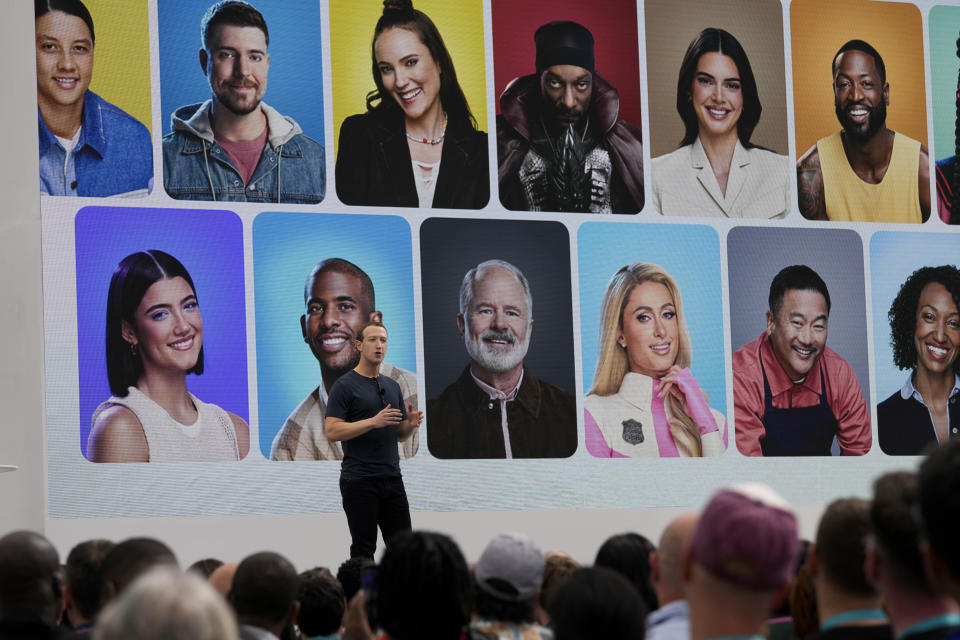 Le PDG de Meta, Mark Zuckerberg, s'exprime lors de la conférence des développeurs Connect du géant de la technologie, le mercredi 27 septembre 2023, à Menlo Park, en Californie. La société, qui s'est rebaptisée Meta il y a deux ans, devrait dévoiler la prochaine version de son casque de réalité virtuelle, le Quest 3 et éventuellement discuter des chatbots IA et d'autres outils et fonctionnalités conçus pour maintenir l'intérêt des utilisateurs pour Facebook et Instagram alors que la concurrence avec TikTok se poursuit. (AP Photo/Godofredo A. Vásquez)