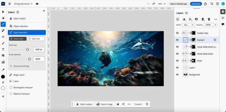 Le service Adobe « Photoshop sur le Web » est désormais disponible pour tous les abonnés Creative Cloud