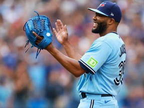 Jay Jackson, des Blue Jays de Toronto, réagit après la finale contre les Nationals de Washington au Rogers Centre.