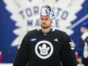 Gardien de but Martin Jones lors de la première journée du camp d'entraînement des Maple Leafs de Toronto.