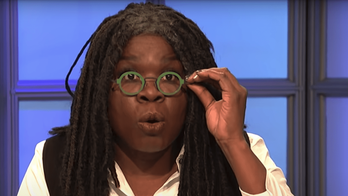 Leslie Jones playing Whoopi Goldberg in a Saturday Night Live skit