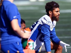 Kenny Lawler à l'entraînement des Blue Bombers de Winnipeg le mardi 26 septembre 2023. KEVIN KING/Winnipeg Sun