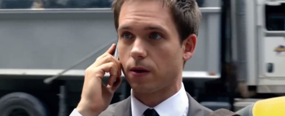 Patrick J Adams on the phone in Suits