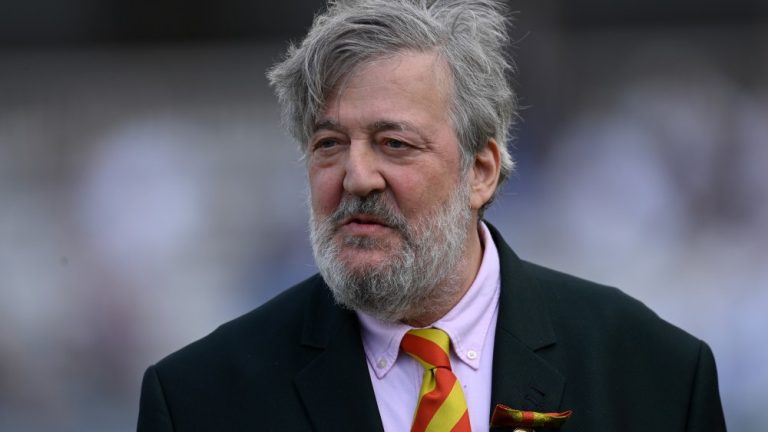 LONDON, ENGLAND - JUNE 03: President of MCC Stephen Fry during day three of the LV= Insurance Test Match between England and Ireland at Lord's Cricket Ground on June 03, 2023 in London, England. (Photo by Gareth Copley/Getty Images)