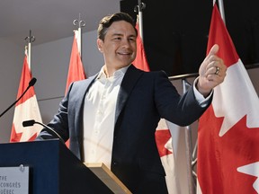 Le chef conservateur Pierre Poilievre avant le congrès conservateur à Québec le 7 septembre 2023.