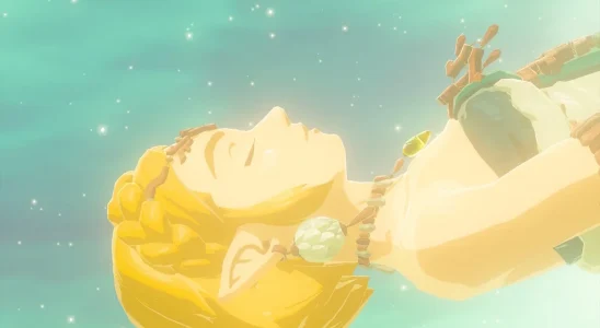 Zelda with her eyes closed in The Legend of Zelda: Tears of the Kingdom.