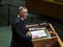 Andrzej Duda, président de la Pologne, s'adresse à la 78e session de l'Assemblée générale des Nations Unies au siège des Nations Unies, le mardi 19 septembre 2023.