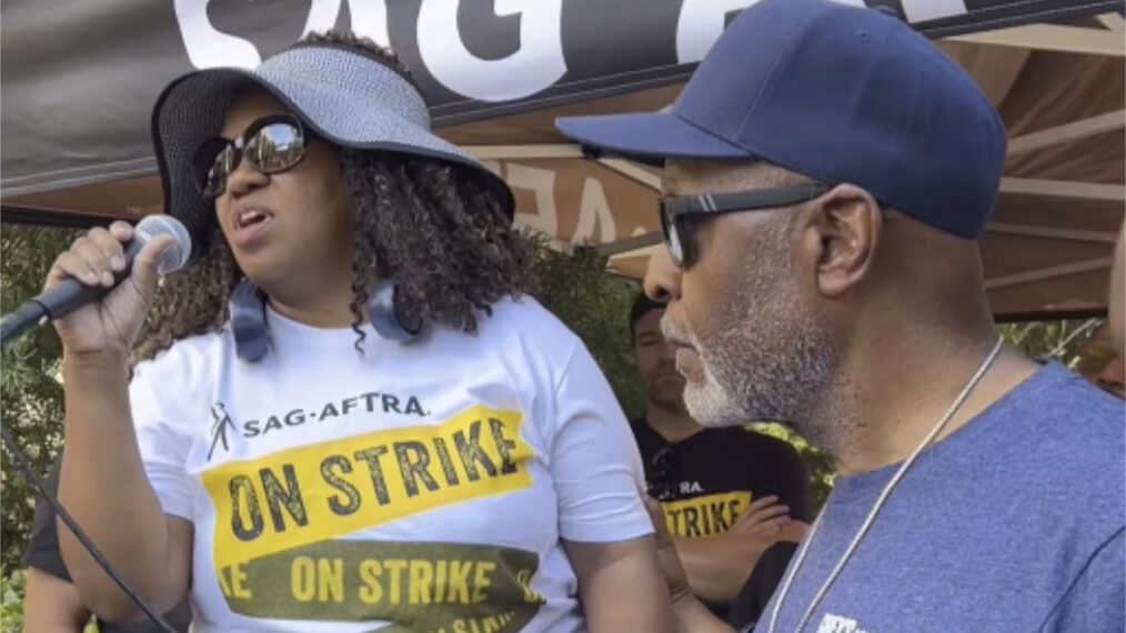 Chandra Wilson and James Pickens Jr. at SAG-AFTRA protest on October 6