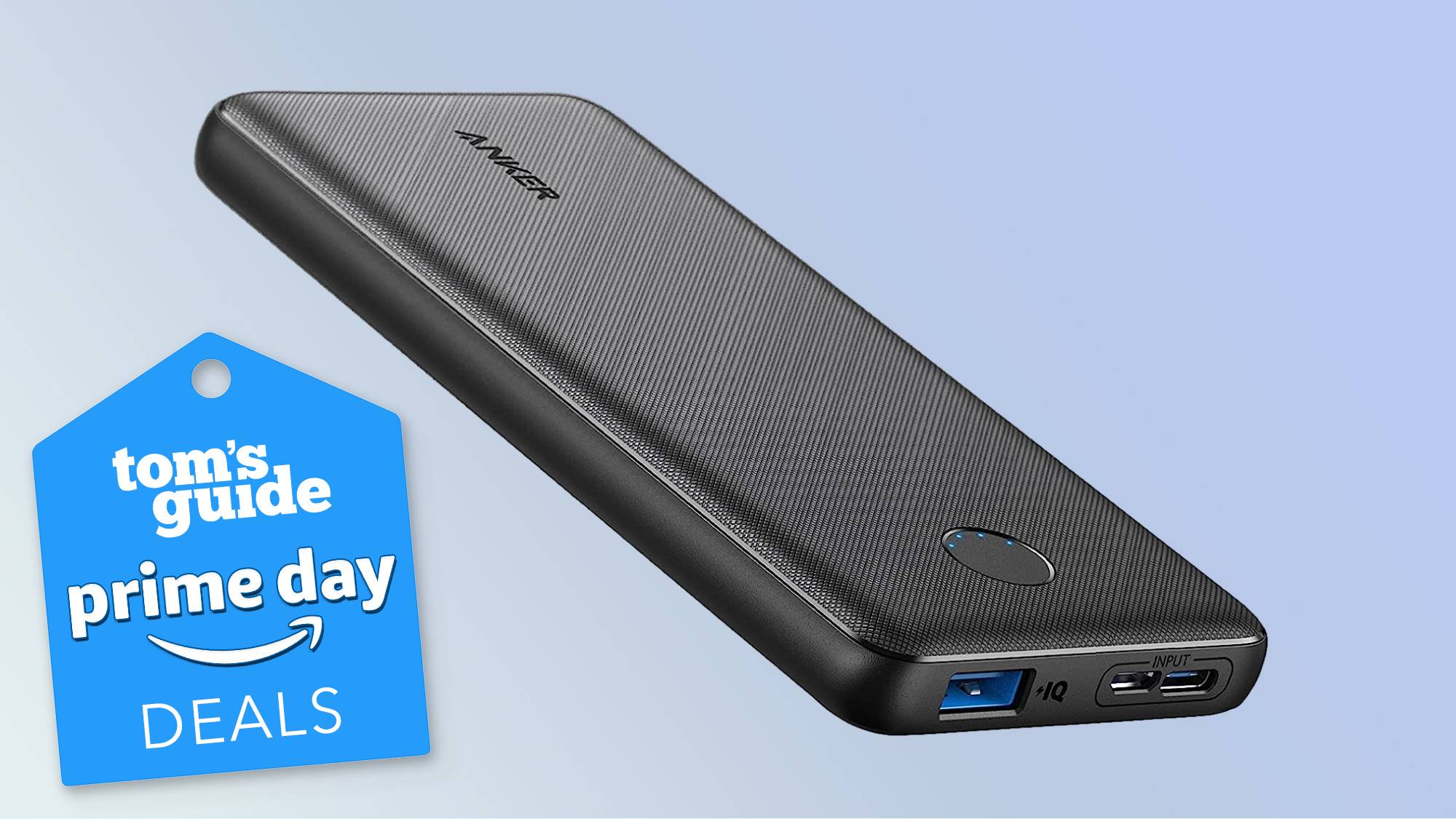 Chargeur portable Anker PowerCore Slim avec une étiquette d'offre Tom's Guide