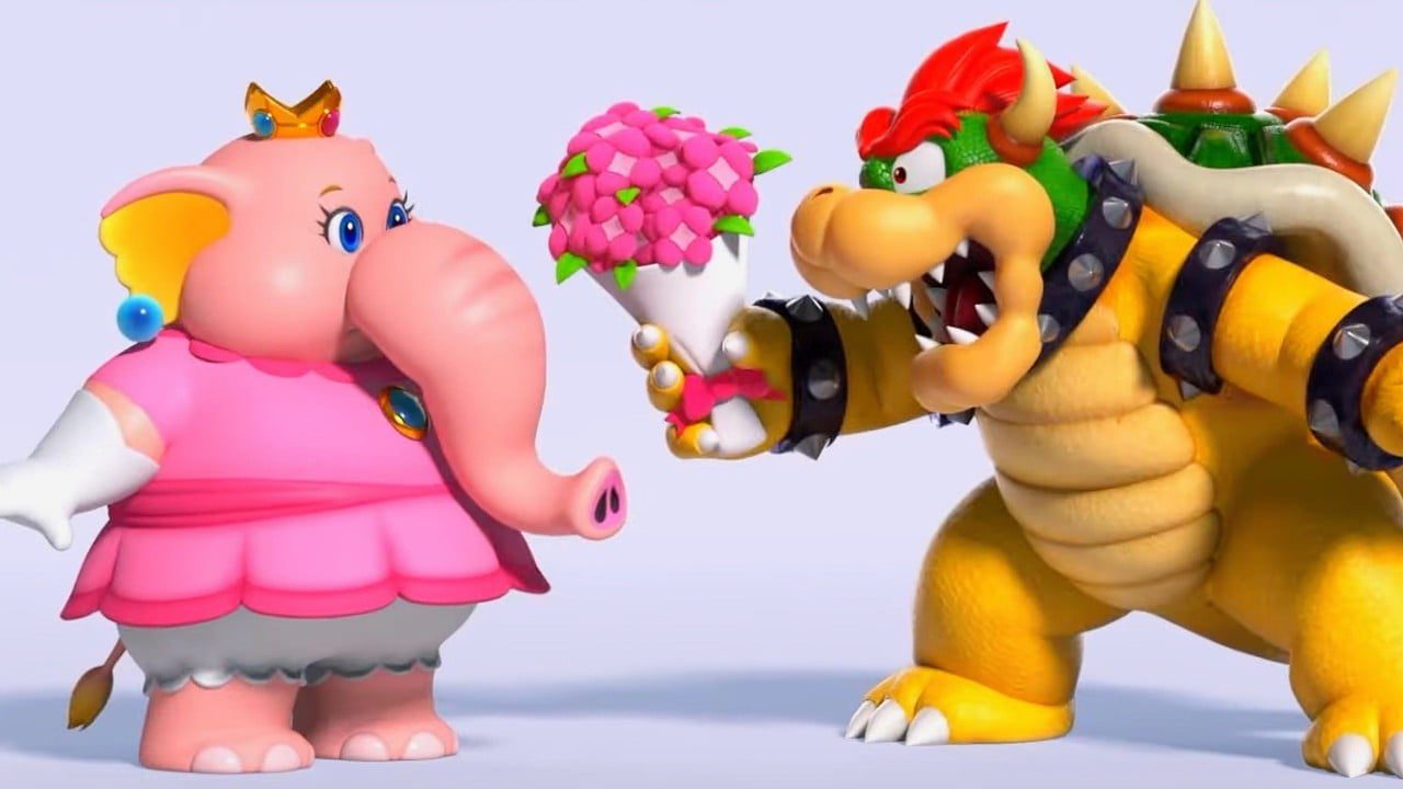 Aléatoire : Bowser essaie de courtiser Elephant Peach dans Super Mario Bros. Wonder Ad
