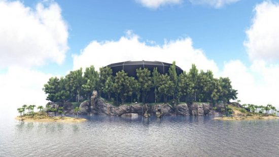 Meilleurs mods Ark Survival : Un paysage de la carte Dome of Death dans Ark Survival Evolved.