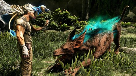 Les meilleurs mods Ark Survival : Un joueur apprivoise l’un des animaux à l’aide du mod Ark Survival Evolved Immersive Training.