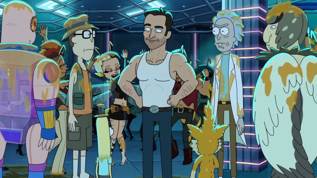 Hugh Jackman out with the guys in Rick and Morty Season 7 premiere