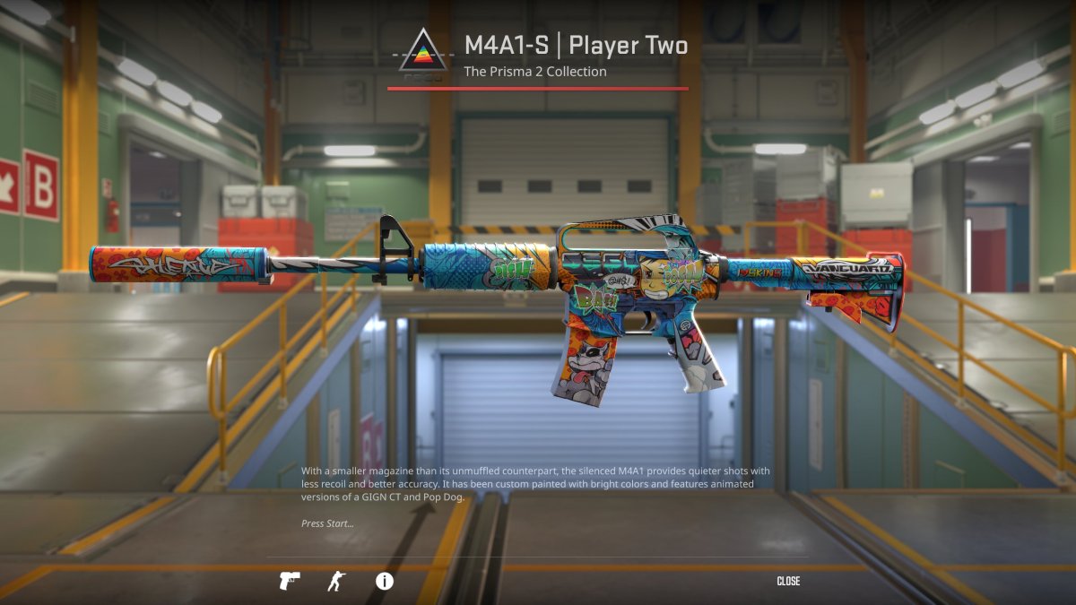 Image du skin Player Two pour le M4A1-S dans CS2 dans le cadre d'un article sur les plus beaux skins du jeu.