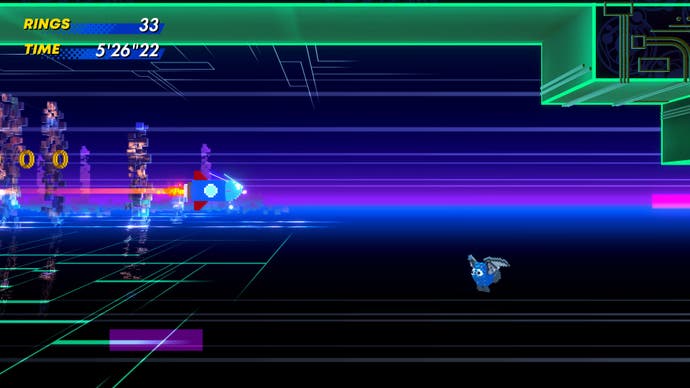 Sonic se transforme en fusée dans Cyber ​​Station Zone