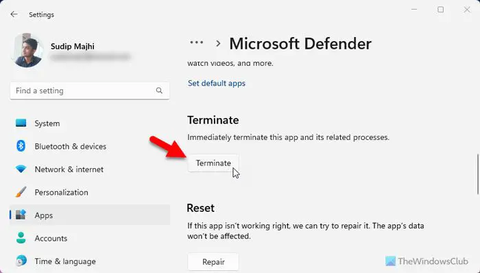 Impossible de se connecter à Microsoft Defender sous Windows 11