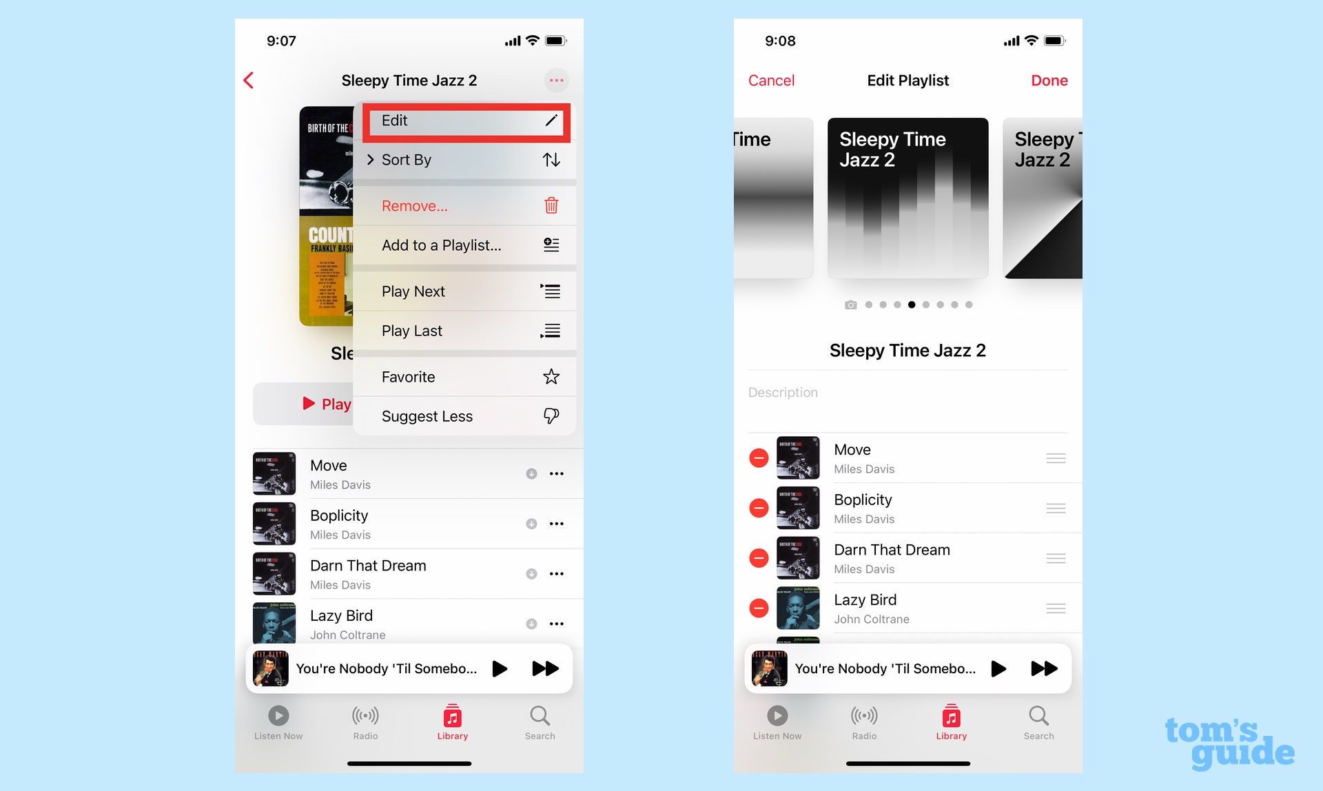 Couvertures de la liste de lecture musicale iOS 17.1