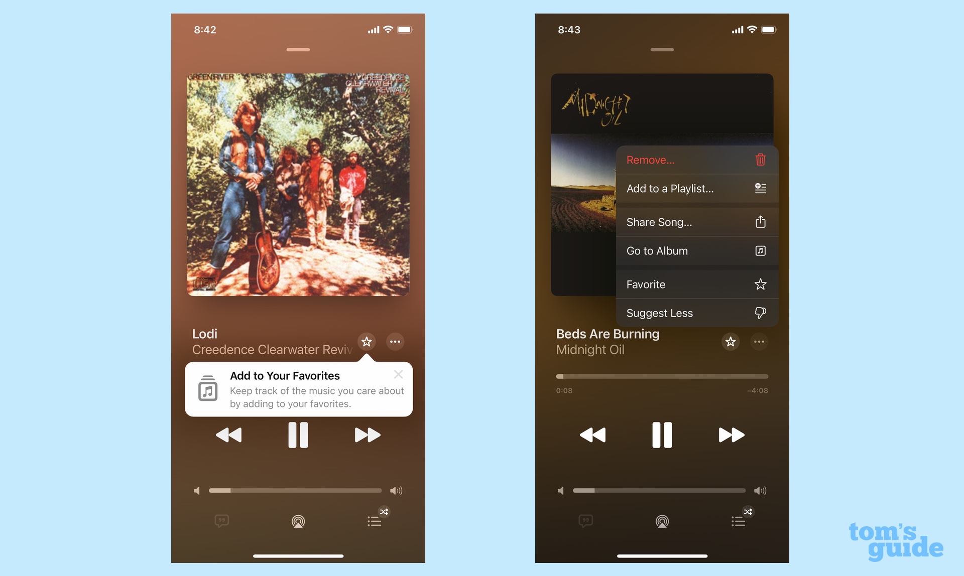 iOS 17.1 Favoris musicaux