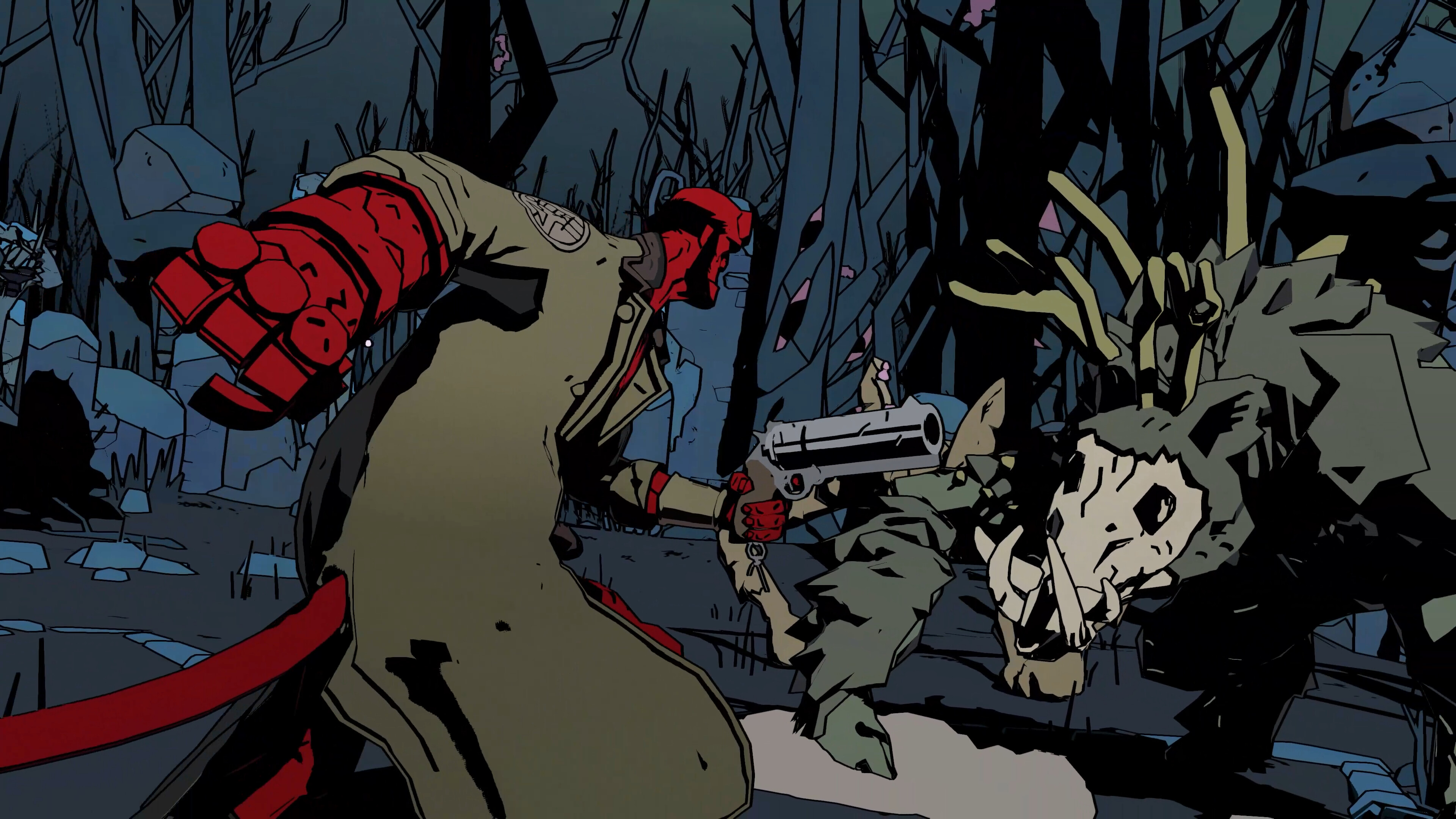 Hellboy esquive une attaque dans Web of Wyrd.