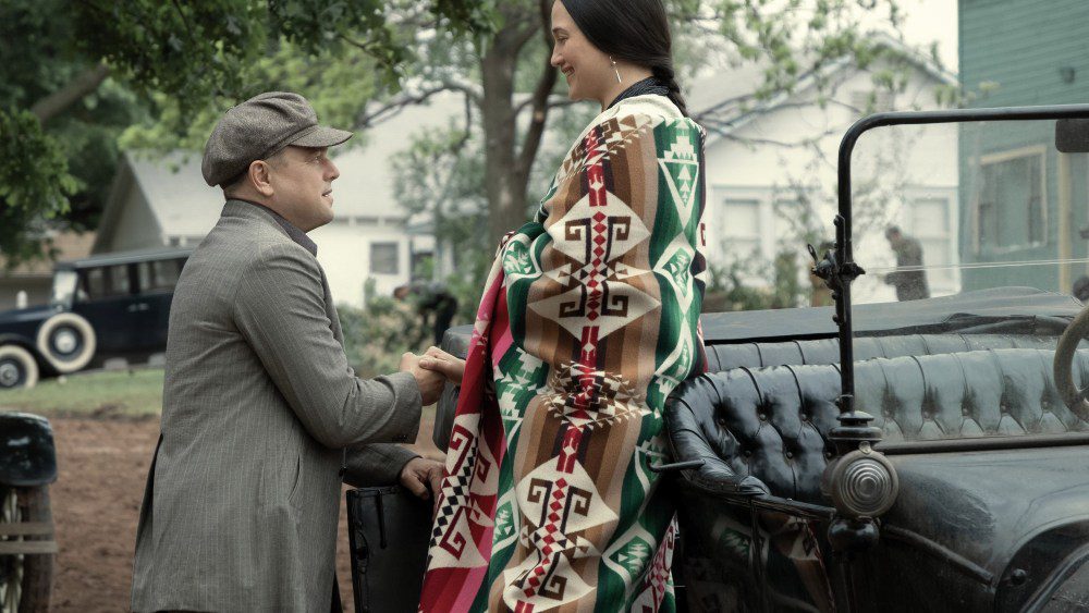 KILLERS OF THE FLOWER MOON, from left: Leonardo DiCaprio as Ernest Burkhart, Lily Gladstone as Mollie Burkhart, 2023. ph: Melinda Sue Gordon / © Apple TV+ / Courtesy Everett Collection