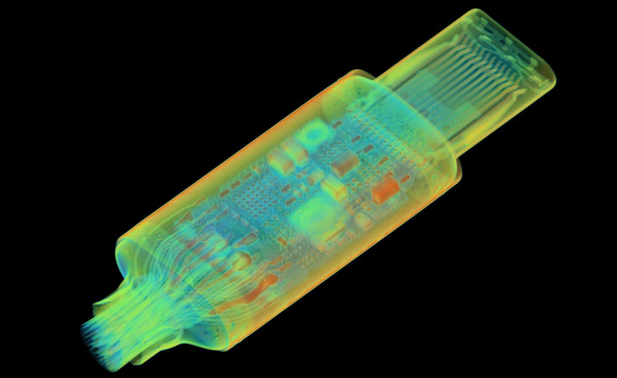 Lumafield CT scan of a USB-C cable