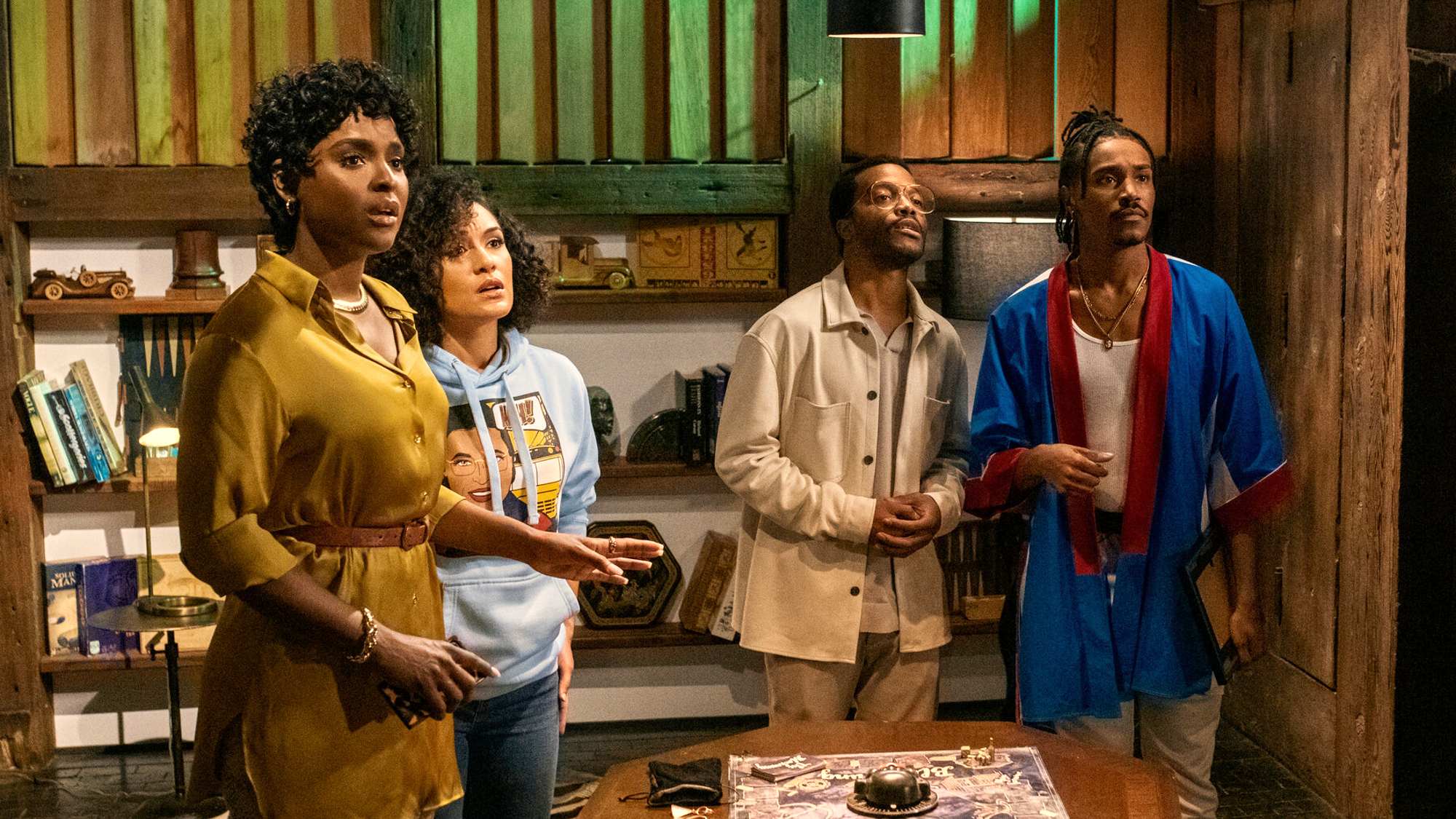 (De gauche à droite) Antoinette Robertson, Grace Byers, Jermaine Fowler et Dewayne Perkins dans The Blackening